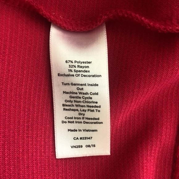 Talbots hot pink ribbed sheath dress with navy embroidered neckline size small - Picture 9 of 9